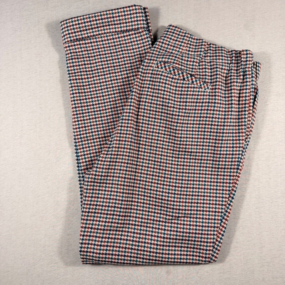 J. Jill Womens Houndstooth Pull On Ankle Pants Red Blue Plaid Trousers Size 10